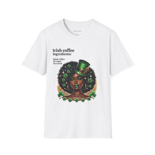 St. Patrick's Day Unisex T-Shirt with Woman and Shamrocks Design