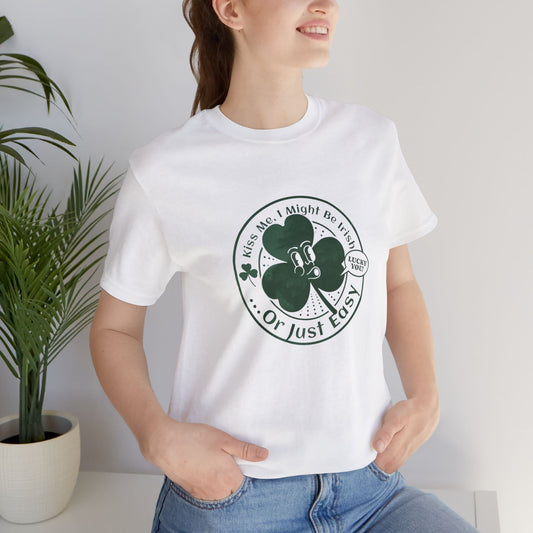 Lucky Clover Unisex Jersey T-Shirt - Kiss Me, I Might Be Irish