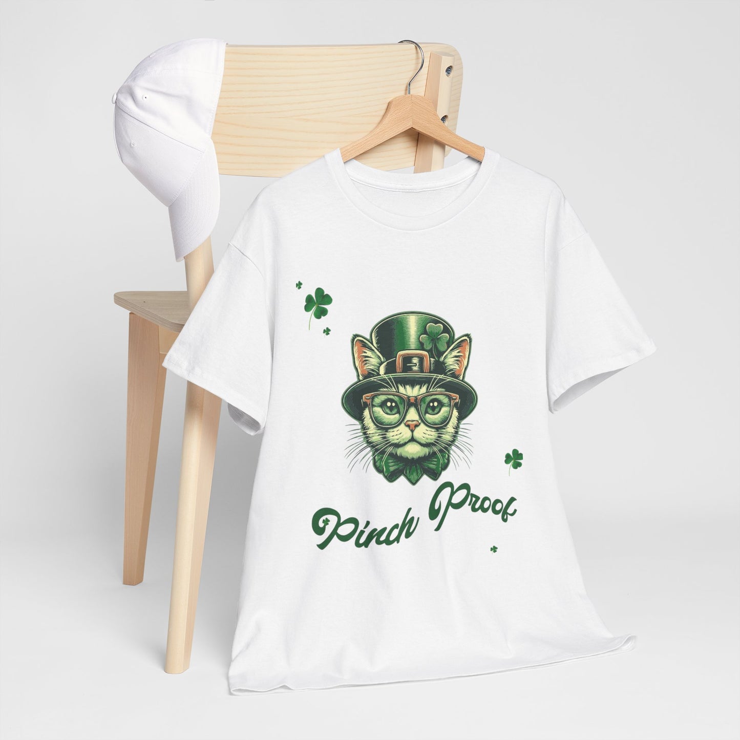 St. Patrick's Day Cat Tee - Pinch Proof Unisex Heavy Cotton T-Shirt